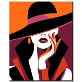 Painting by numbers art woman with pink black hat